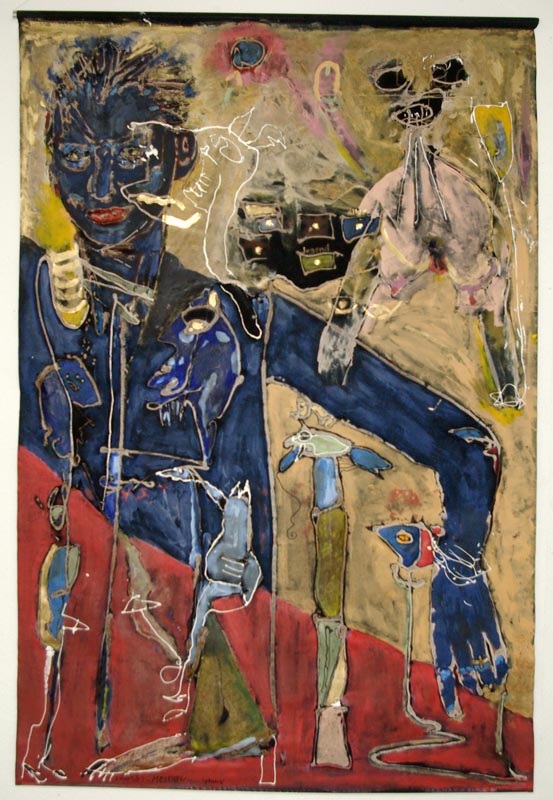 Hosse, Karlheinz, Fahne Meideu-Sphinx, 2007, 179,00 x 119,00, Malerei, Mischtechnik auf Leinwand, Unikat
