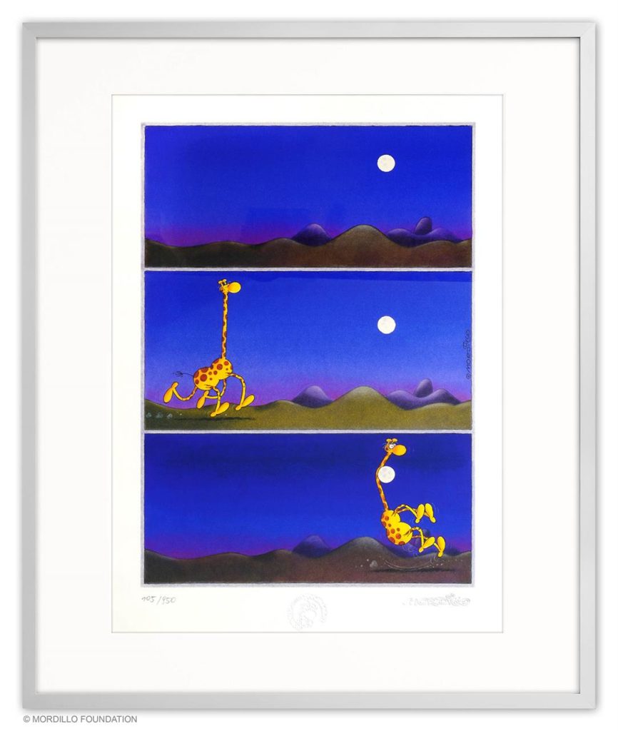 Mordillo: Giraffe and Moon, Pigmentdruck auf Bütten, 42 cm x 30 cm, Auflage 950 (MO-1029-B-E) 700 Euro ohne Rahmen