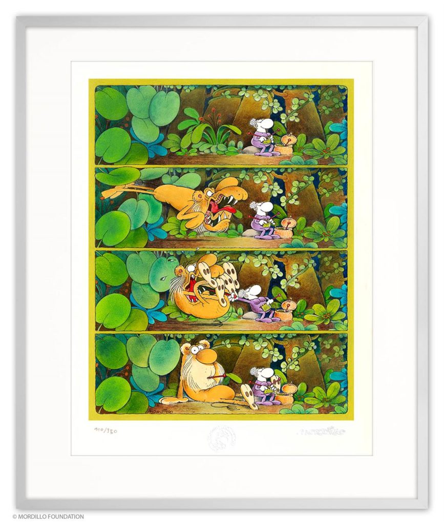 Mordillo: Super Grandma, Pigmentdruck auf Bütten, 32,5 cm x 42 cm, Auflage 950 (MO-2343-B-A) 650 Euro ohne Rahmen