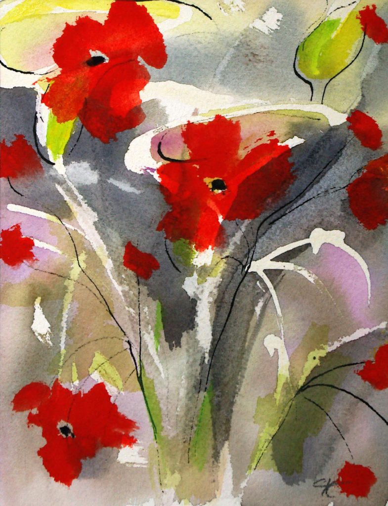 Christel Klaes: Blumenimpressionen, Ohne Titel, 2008, 18 x 14, Aquarell
