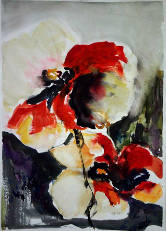 Christel Klaes: Blumenimpressionen, Ohne Titel,  2007,  70 x 50 cm,  Aquarell