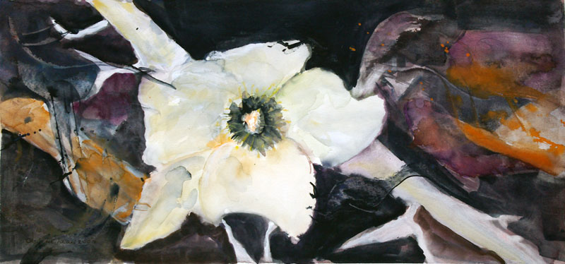 Christel Klaes: Blumenimpressionen, ohne Titel,  2007,  31 x 66 cm,  Aquarell u. Gouache aufPapier