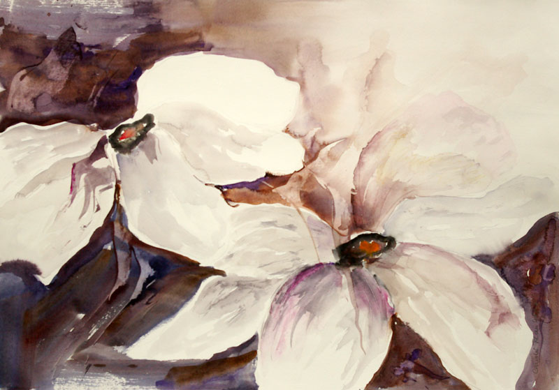 Christel Klaes: Blumenimpressionen, ohne Titel, 2007, 46 x 66 cm, Aquarell und Gouache auf Papier