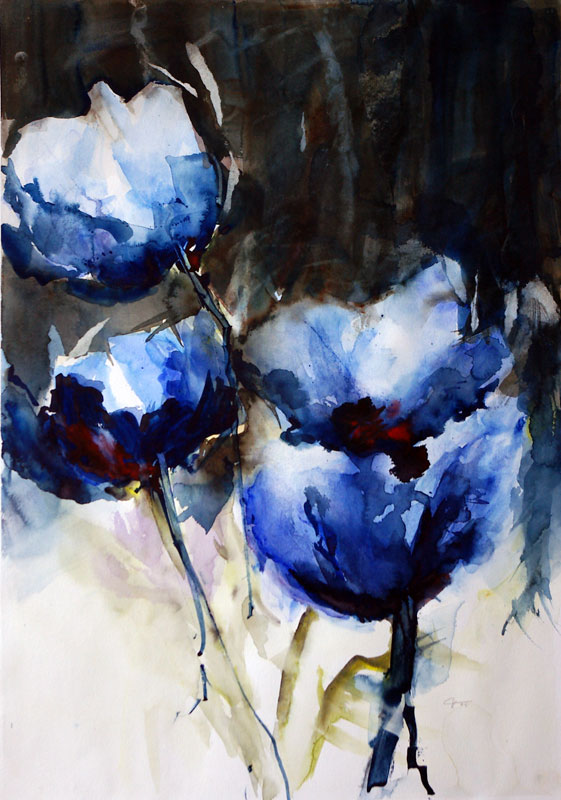 Christel Klaes: Blumenimpressionen, Ohne Titel, 2004, 67 x 47, Aquarell