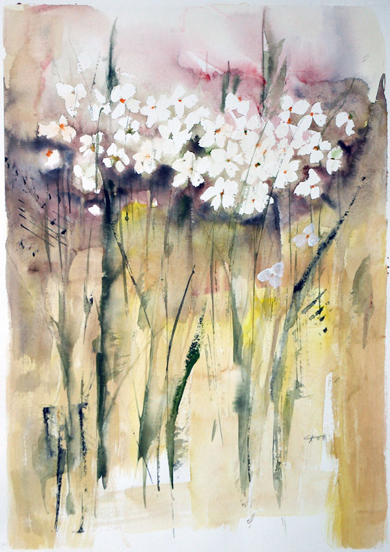 Christel Klaes: Blumenimpressionen, Ohne Titel, 2008, 44 x 32, Aquarell