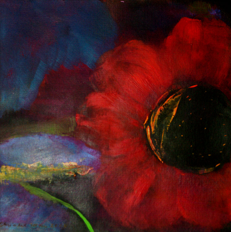 Christel Klaes: Blumenimpressionen, Ohne Titel, 2004, 28 x 28, Acryl auf Bütten