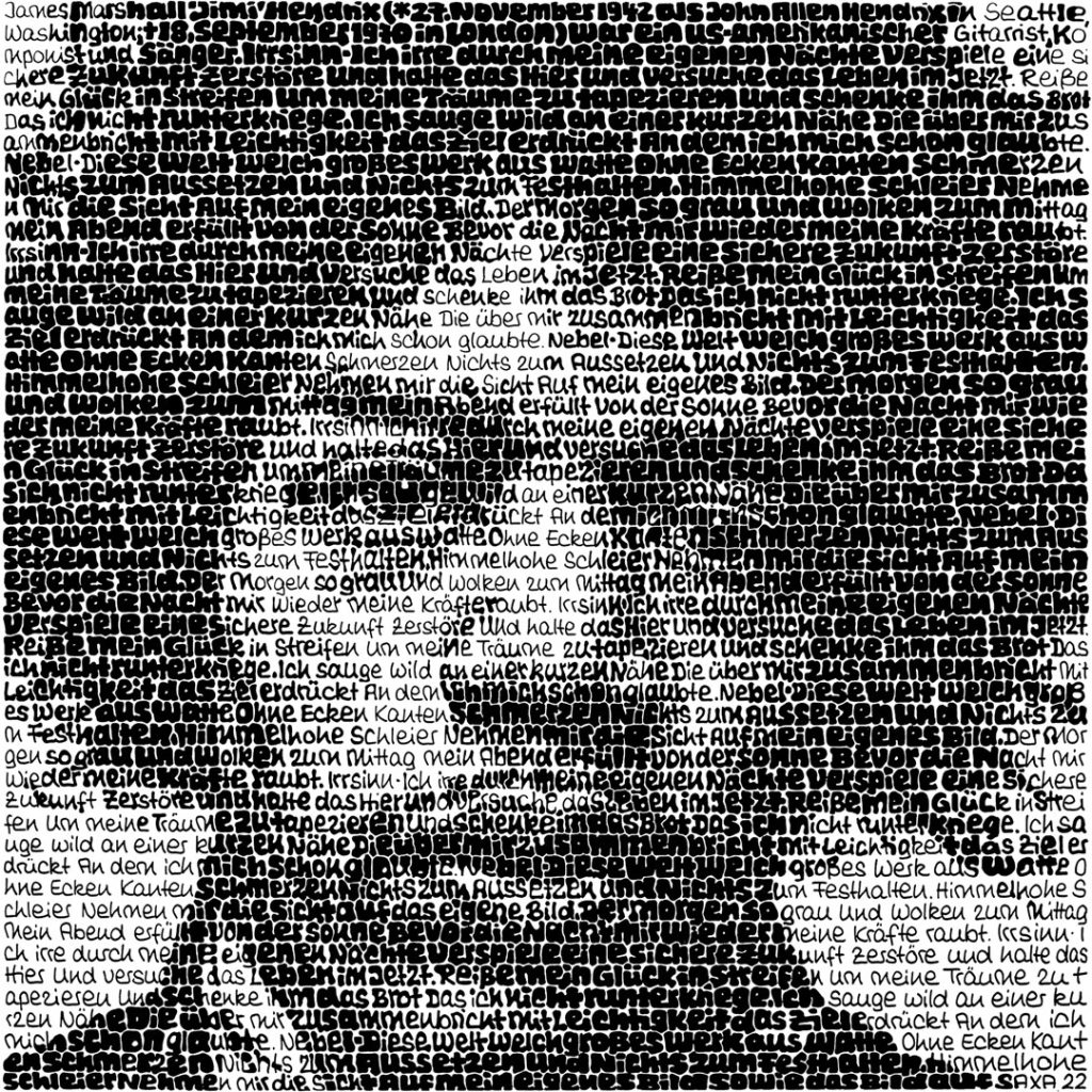 Saxa Wortmalerei: Jimi Hendrix
