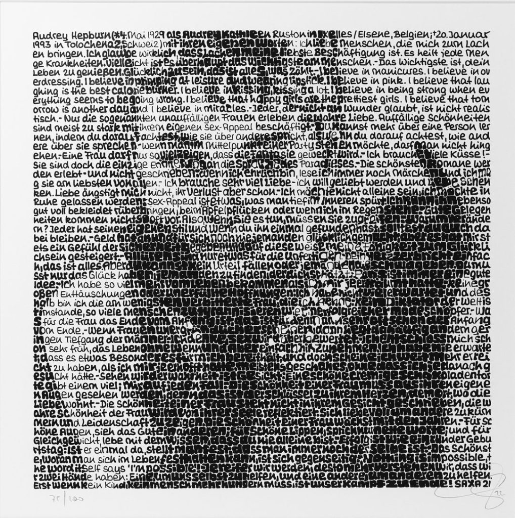 Saxa Wortmalerei: Audrey Hepburn III,