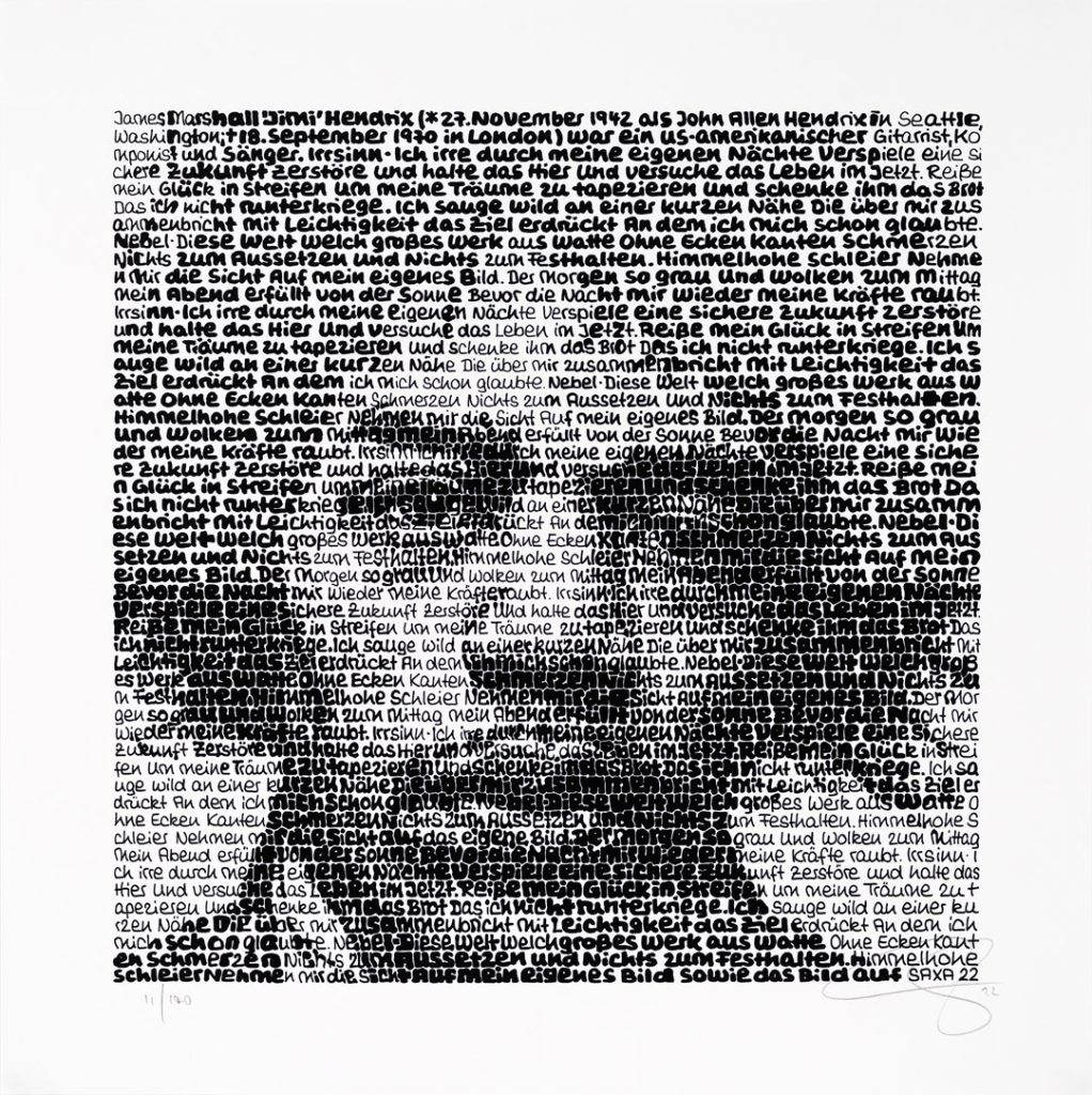 Saxa Wortmalerei: Jimi Hendrix