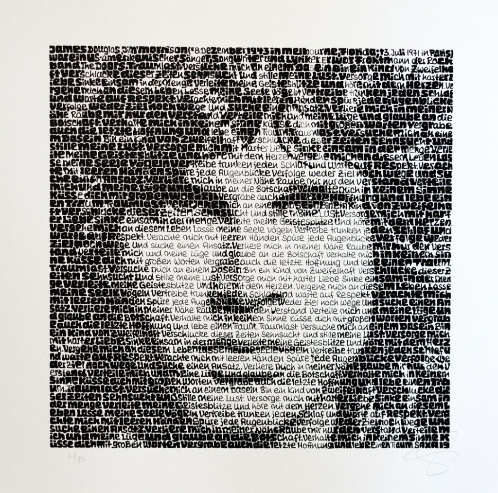 Saxa Wortmalerei: Jim Morrison